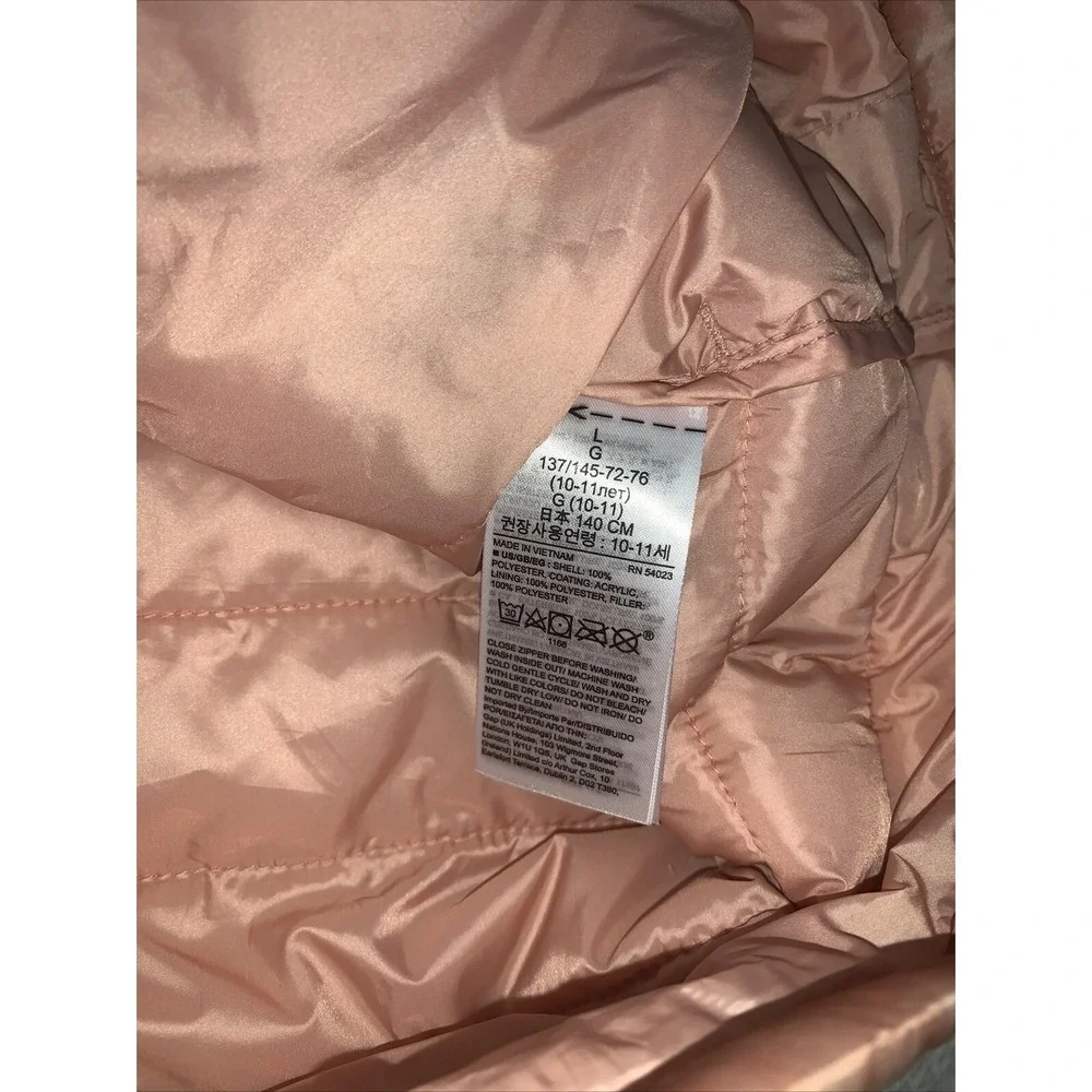 Gap Cold Control‎ Puffer Jacket Girls Size L (10) Pink Tie dye Full zip NWOT